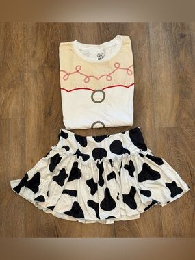 Cow Print Skirt With Jessie Toy Story Shirt